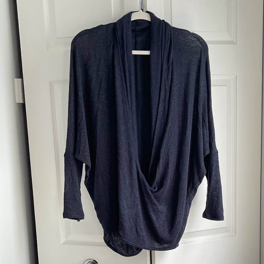 Navy Blue Wrap Sweater || One Size